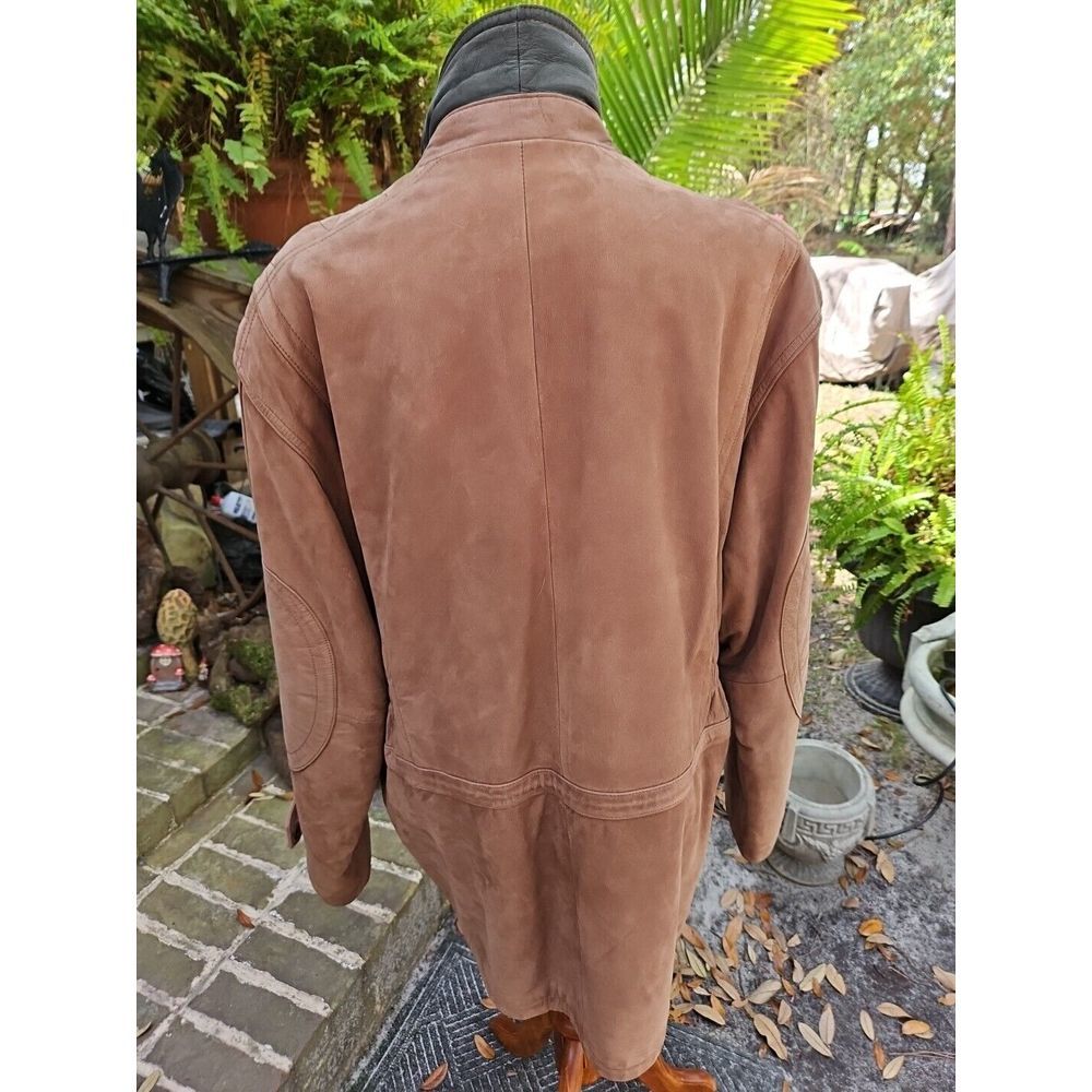 J. Park COUTURE Cognac Brown Leather Jacket PARKA Mid-Length VINTAGE Y2K - Picture 6 of 16